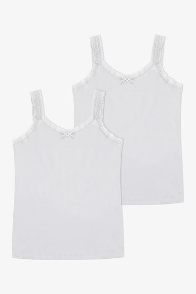 Women's Cotton 2-Piece Sleeveless Lace Wide Strap Tank Top