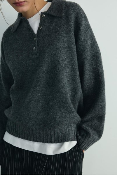 Smoked Rani Polo Neck Oversize Sweater