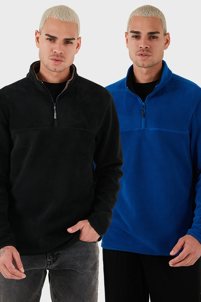 Regular Fit Anti-Pilling Non-Pilling Mock Neck Fleece-Lined 2-Pack Fleece Men's Polar 58