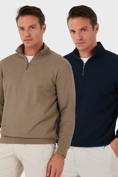 Cotton Regular Fit Half Zip Mock Neck 2-Pack Sweat Men's Sweat 5905716S2