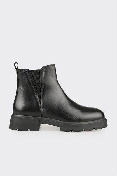 Black Leather Women's Casual Boots
