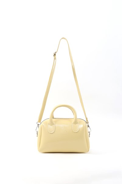 Crinkled Textured Yellow Shk184 Faux Leather, Single Compartment with Zipper, Strap Hand, Arm and Shoulder Bag