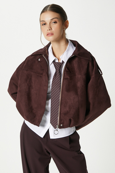Women's Rodney Suede Effect Plum Bomber Jacket