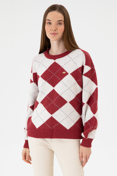 Women's Dark Raspberry Crew Neck Sweater 50314665-Vr104