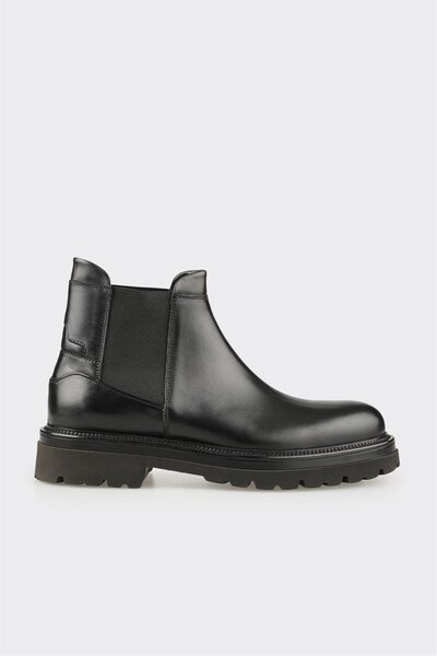Black Leather Men's Casual Boots