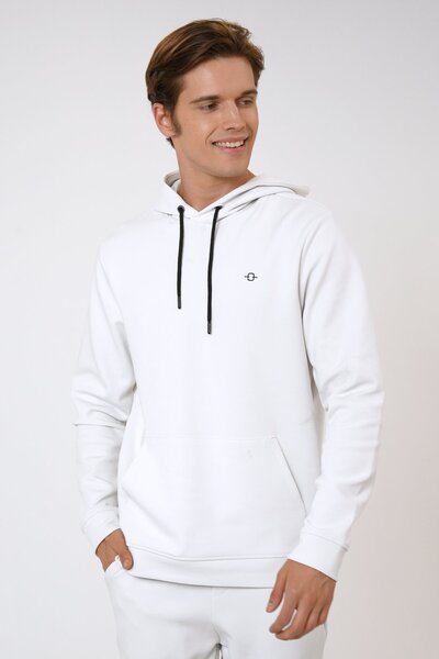 Light Gray Regular Fit Cotton Hooded Sweatshirt
