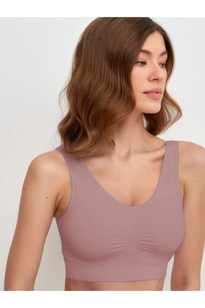 Panax Model Fit Look Extra Shaping Thick-Strap Padded Sports Bustier Dusty Rose Color