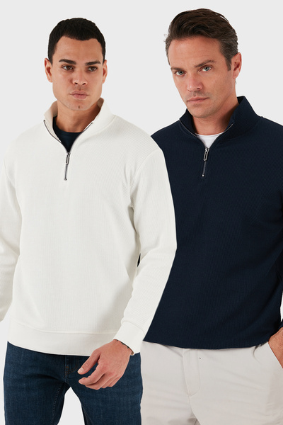 Cotton Regular Fit Half Zip Mock Neck 2-Pack Sweat Men's Sweat 5905716S2