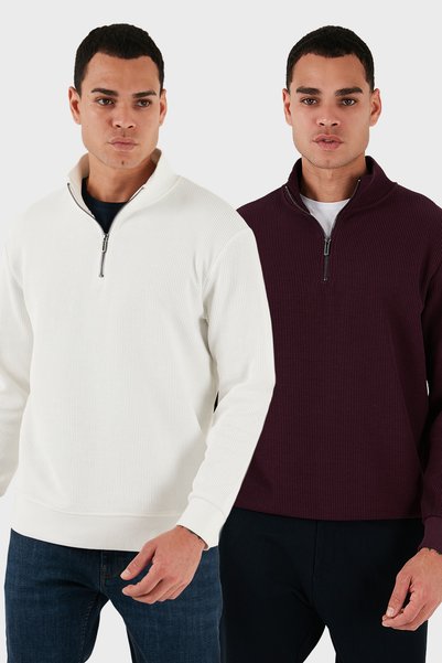 Cotton Regular Fit Half Zip Mock Neck 2-Pack Sweat Men's Sweat 5905716S2
