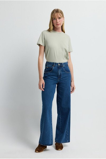 Wide Leg Denim Trousers