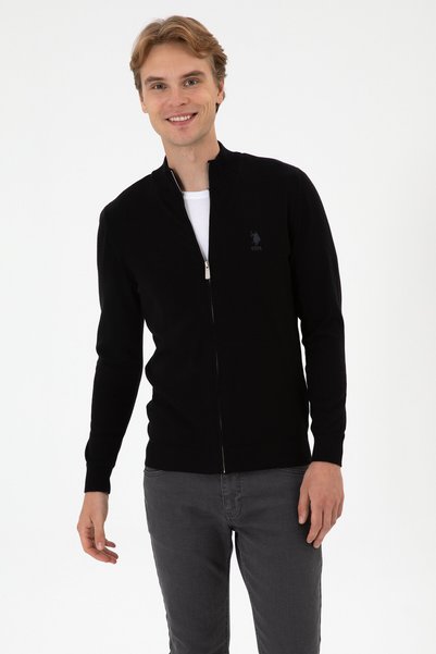 Men's Slim Fit Black Knitwear Cardigan 50313684-Vr046