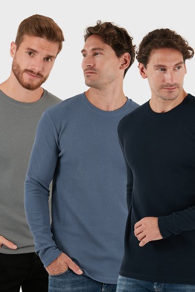 Cotton Crew Neck Slim Fit Basic 3-Pack Sweat Men's Sweat 5905073S3