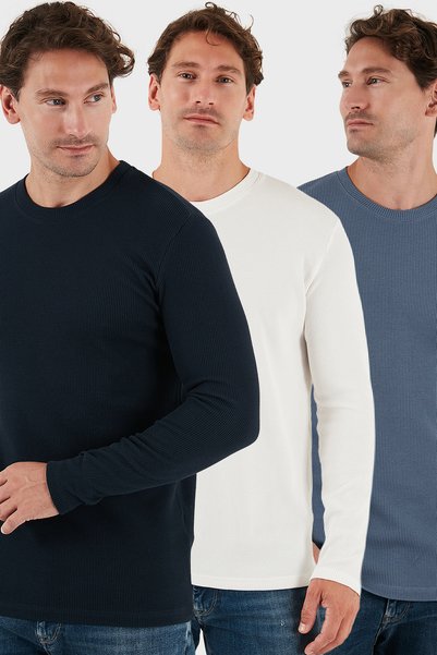 Cotton Crew Neck Slim Fit Basic 3-Pack Sweat Men's Sweat 5905073S3