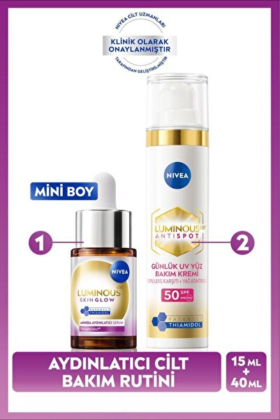 Luminous630 сет за осветлување и против дамки за нега на кожа, SPF50 крема за сончање за лице 40ml, серум 15ml
