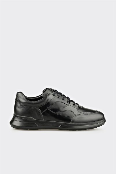 Black Leather Men's Casual Shoes