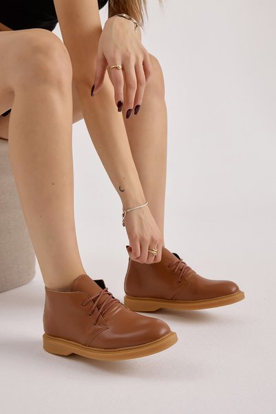 Women's Tan Skin Thermo Sole Lace-Up Casual Boots