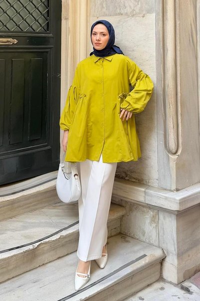 Lopez Balon Kol Tunic Oil Green