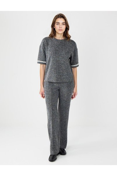 Anthracite Melange Regular Waist Regular Leg Knitted Trousers