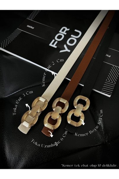3-Piece Double Buckle Women's Trouser Belt, Coat Belt, Shirt Belt, Dress Belt