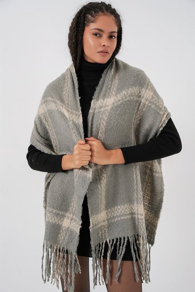 Women's Soft Textured Thick Shawl Scarf 15951 - F.Grey