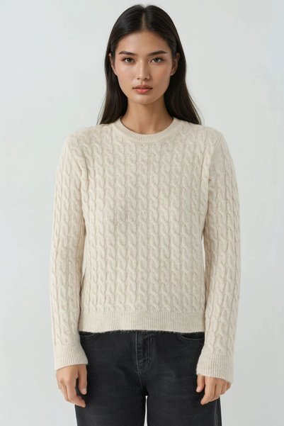 Round Neck Thick Hair Knit Sweater