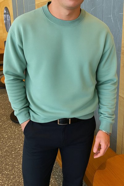 Men's Relax Fit Winter Çağla Basic Sweater