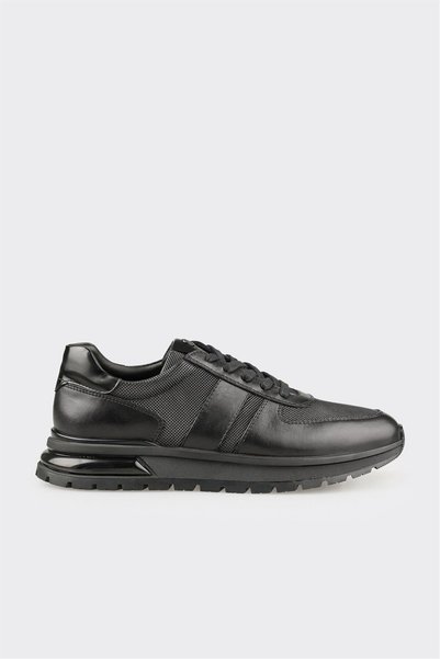 Black Leather Men's Casual Shoes