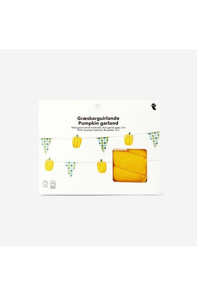 Pumpkin Patterned Flag Shaped Ribbon Ornament