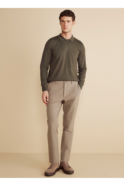 Regular Waist Straight Leg Standard Mink Men's Trousers BBFW25MPT008