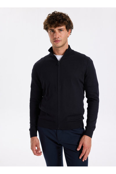 Navy Blue Men's Cardigan F5Wm-Hrk 2578