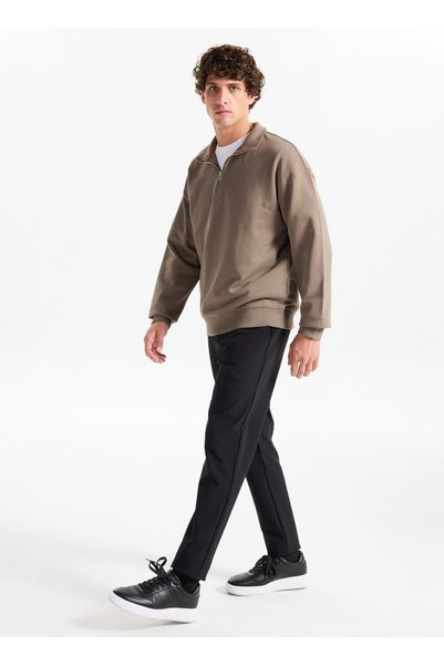 Elastic Waist Regular Leg Jogger Black Men's Trousers Gu25Mfw01010