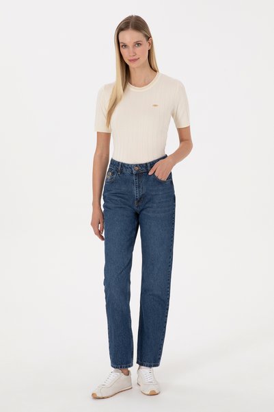 Women's Blue Jean Straight Fit Pants 50316592-Dn0022