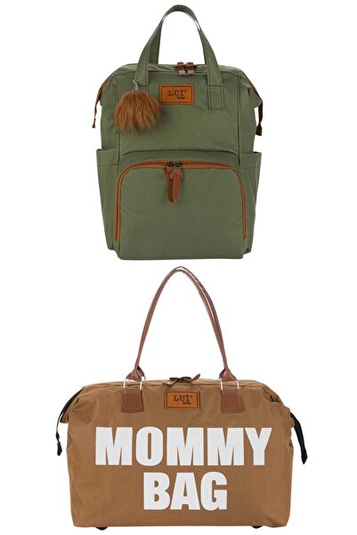 Ранец за нега на мајка и бебе со додаток за закачување и Mommy Bag чанта за рамо со приврзок за клучеви комплет од 2 дела