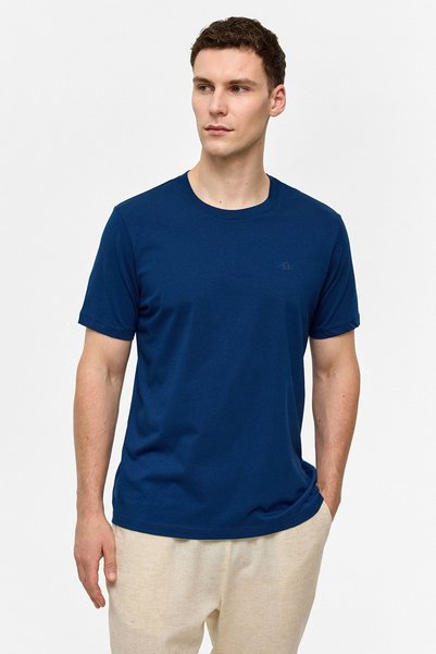 Navy Blue Regular Fit Crew Neck Basic T-shirt