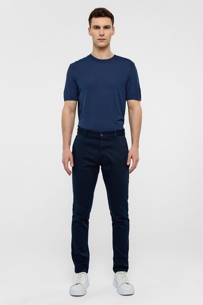 Navy Blue Woven Chino Pants
