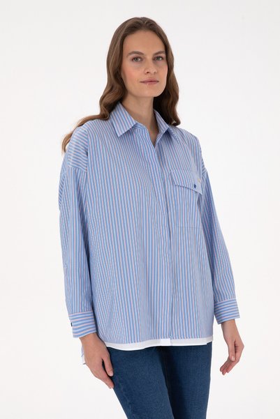 Women's Cobalt Striped Long Sleeve Shirt 50316369-Vr032