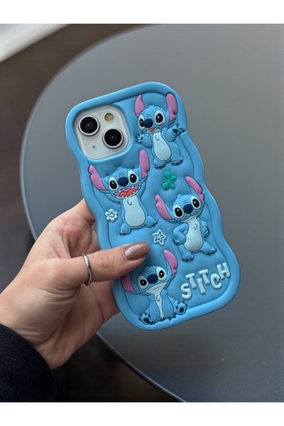 iPhone 13 / 14 / 15 Compatible Stitch Pattern Embossed Cute Silicone Case