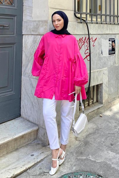 Lopez Balon Sleeve Tunic Fuchsia