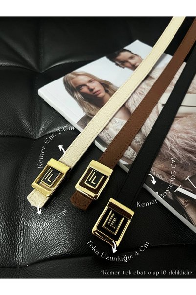 3-Piece Opportunity Product F Logo Gold Buckle Thin Women's Belt, Pants Belt, Jacket Belt, Belt