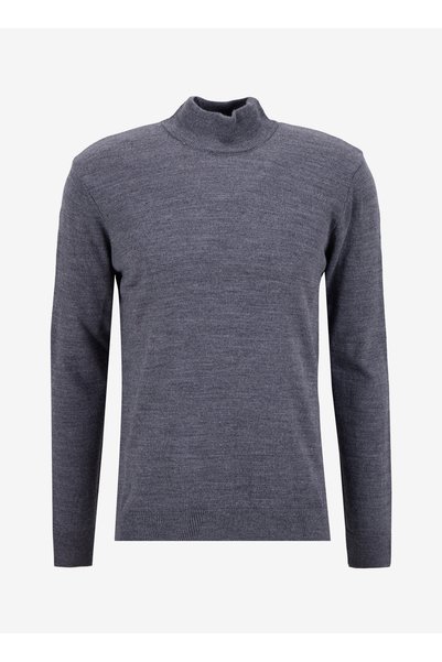 Mock Neck Basic Plain Gray Men's Sweater Pbf5Wm-Kzk9556