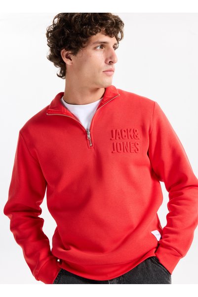 Mock Neck Red Men's Sweatshirt 12299799 Jornewove Sweat Smu