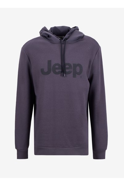 Hooded Collar Printed Anthracite Men's Sweatshirt J5Wm-Swt7309