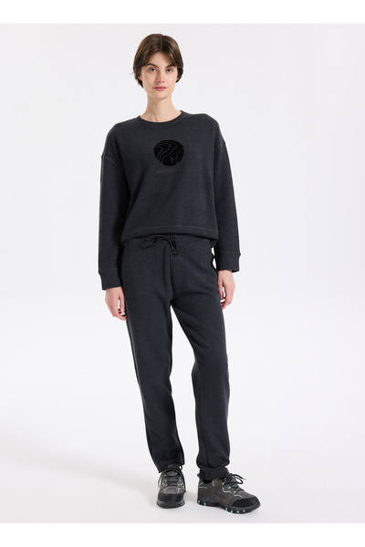D5Wl-Ea3597 Anthracite Melange Relaxed Straight Women's Sweatpants