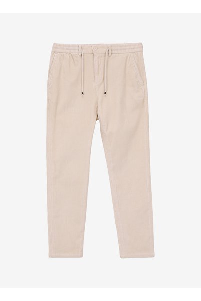 Elastic Waist Straight Leg Relaxed Ecru Men's Trousers J5Wm-Pnt7865