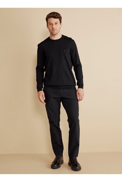 Normal Waist Straight Leg Standard Black Men's Trousers BBFW25MPT008