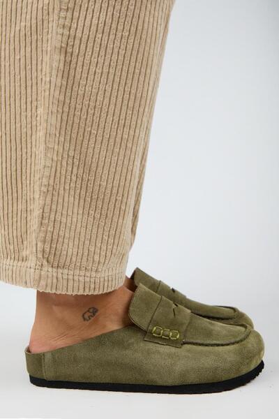 Ziva 2 Women's Genuine Leather Loafers Sabo Khaki Slipper