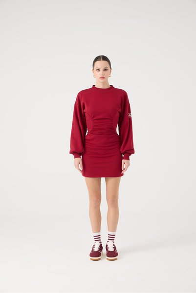 Belden Sitting Mini Nancy Dress Burgundy