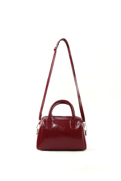 Crinkled Textured Burgundy Shk184 Faux Leather, Single Compartment with Zipper, Strap Hand, Arm and Shoulder Bag