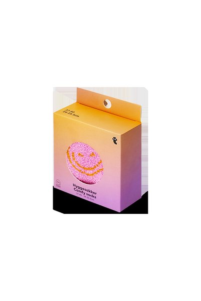 Pink Smiling Face Socks Standard Size