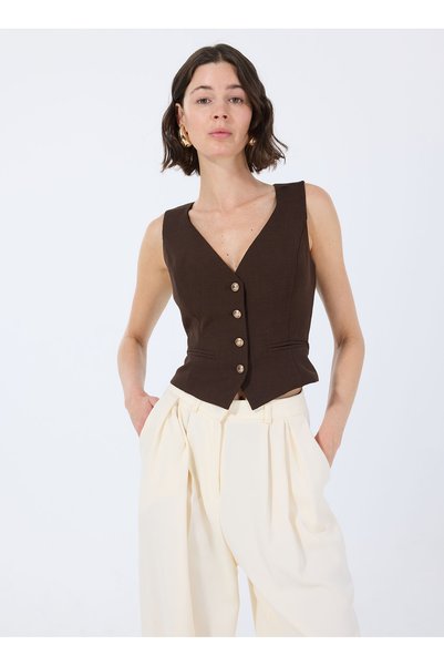 Brown Women's Vest Matea Suit Vest - Recy Str Poly Hea
